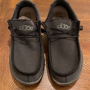 Men’s black on black / Hey Dudes size 11